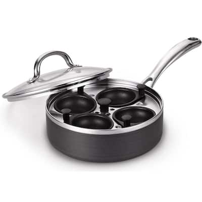 4-Cup 8 in. Non-Stick Hard Anodized Egg Poacher Pan with Lid