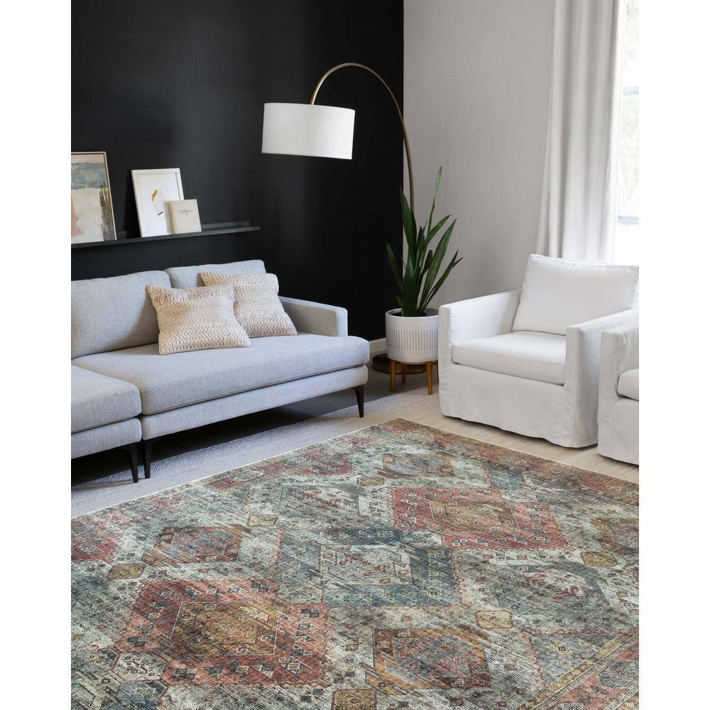 Skye Oriental Blue 9' x 12' Wool & Synthetic Easy-Care Area Rug