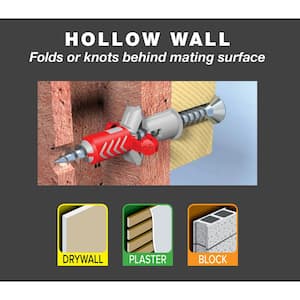1/4-Inch The Hillman Group 591264 Hollow Wall Anchors Short Zinc 2-Pack 