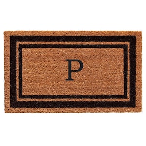Black Border 24" x 48" Monogram Doormat (Letter P)