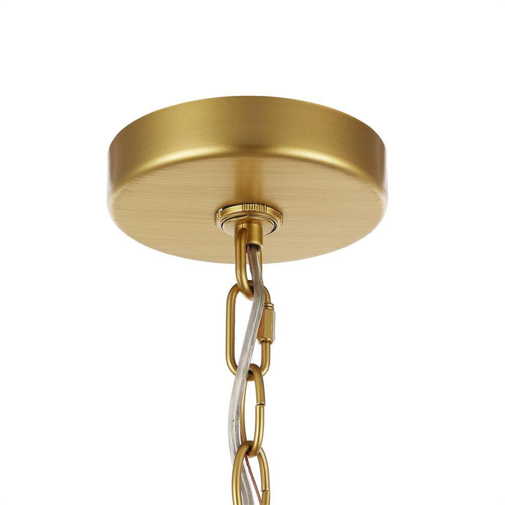 Gold and Crystal 5-Light Drum Chandelier with Glass Rods