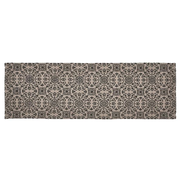 Custom House 8 in. W x 24 in. L Black Jacquard Cotton Blend Table Runner