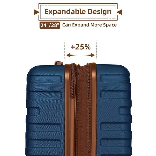 LIVACA 6-Piece Navy Blue ABS Plastic Hardside Expandable Spinner