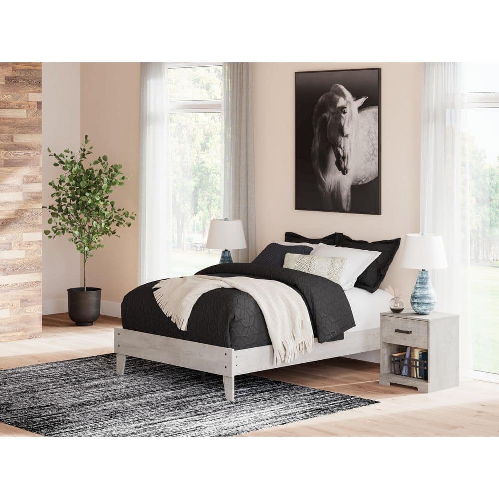 Shawburn Gray Wood Frame Full Platform Bed