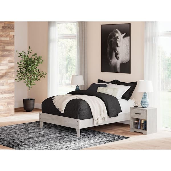 Signature DESIGN BY ASHLEY Shawburn Gray Wood Frame Full Platform Bed