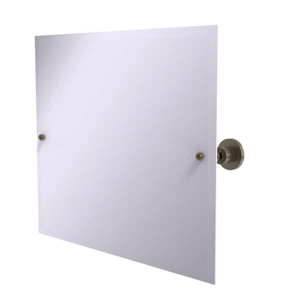 Allied Brass 26 in. x 21 in. Astor Place Frameless Landscape Rectangular Tilt Mirror with Beveled Edge in Antique Brass