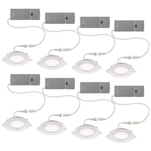 4 in. Adjustable CCT Integrated LED Canless Recessed Light Trim 650 Lumens Kitchen Bathroom Remodel Wet Rated (8-Pack)