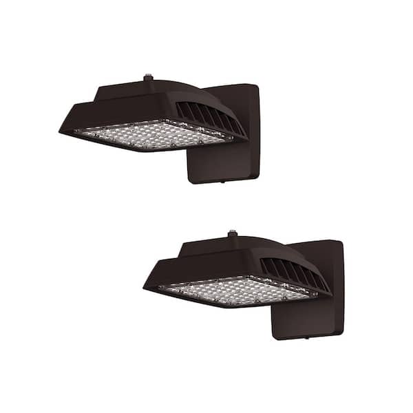PROBRITE 64-Watt Bronze Outdoor Integrated LED Area Light, 8500 Lumens, Commercial Wall Mount Area Light (2-Pack)