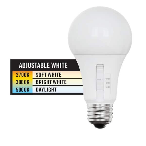 40-Watt Equivalent A19 Non-Dimmable LED Light Bulb with Selectable Color Temperature (8-Pack)
