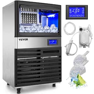 39 lb. Bin Stainless Steel Freestanding Ice Maker Machine with 155 lb. / 24 H Commercial Ice Maker in Silver