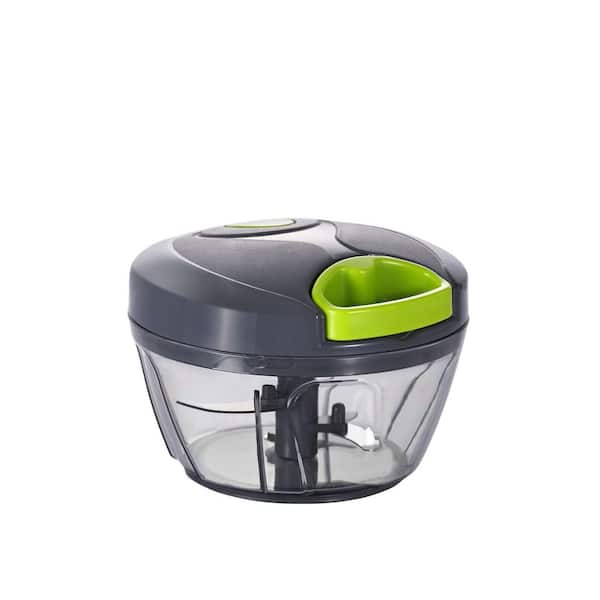 Manual Food Processor Vegetable Chopper, Portable Hand Pull String Garlic Mincer, Onion Cutter for Veggies, Ginger, Gray