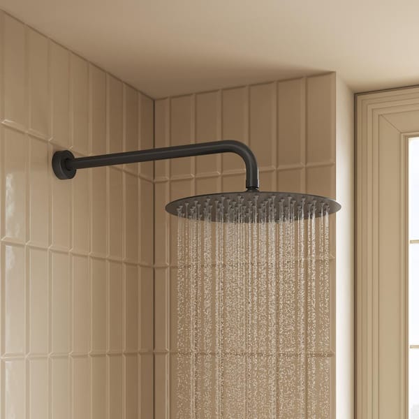 15.75 in. 400mm Round Wall Mount Shower Arm in Matte Black