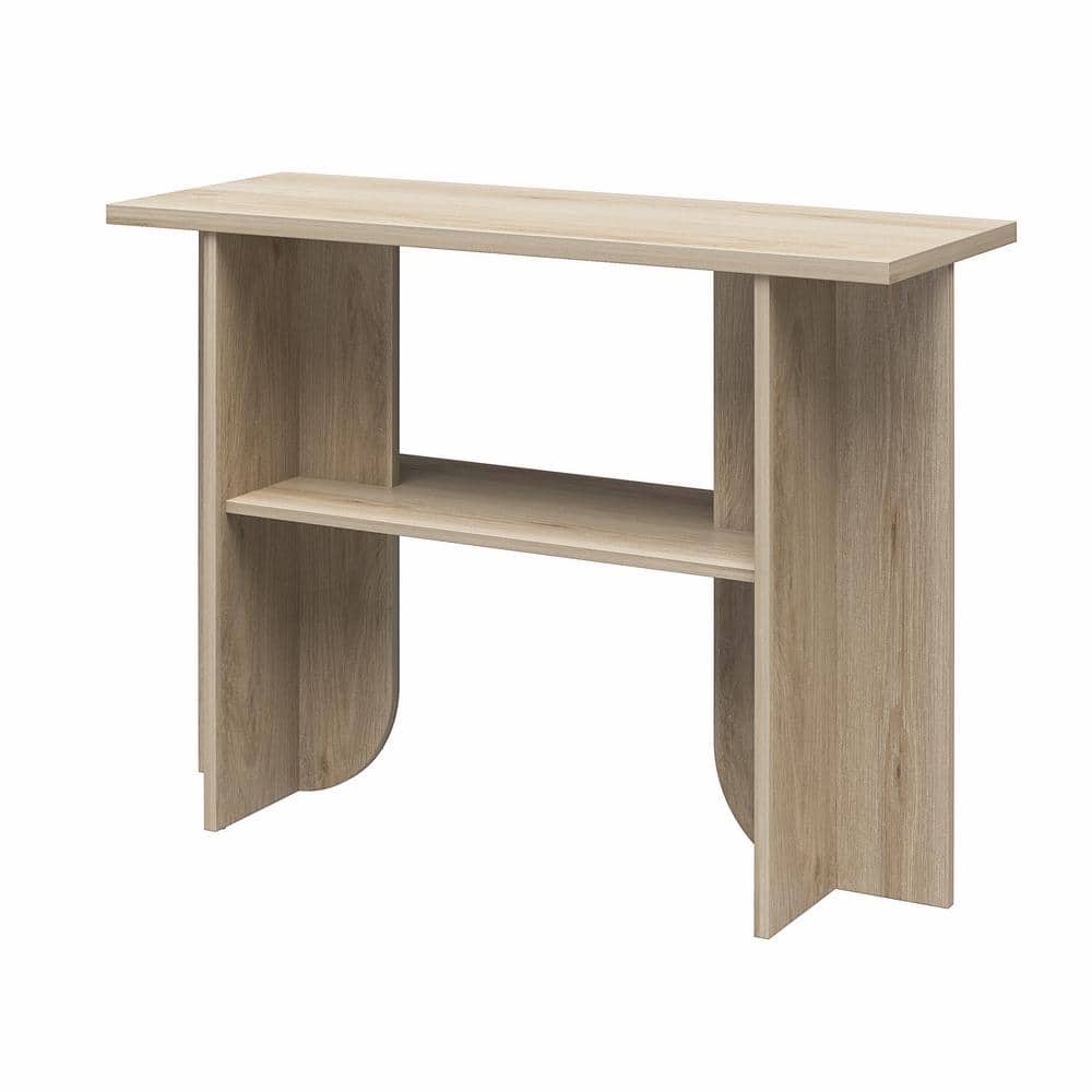 Light Oak Engineered Wood Minimalist Console Table