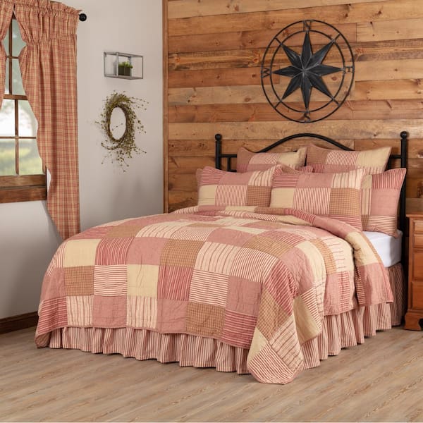 VHC BRANDS Sawyer Mill Red Farmhouse Patchwork Twin Cotton Quilt