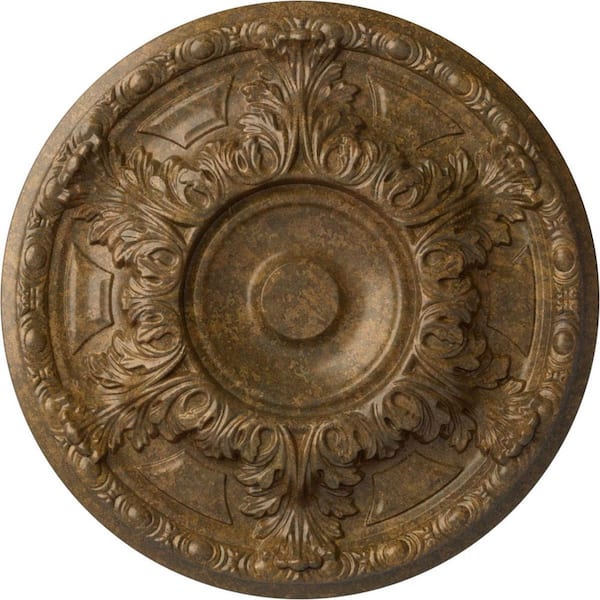 Ekena Millwork 19 in. x 1-1/2 in. Granada Urethane Ceiling Medallion (Fits Canopies upto 7-1/8 in.), Rubbed Bronze