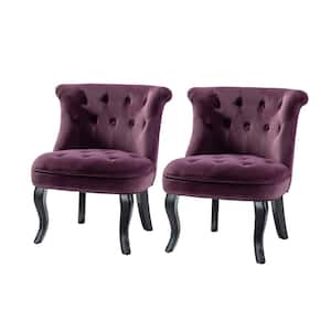 Jane Modern Purple Velvet Tufted Accent Armless Side Chair (Set of 2)