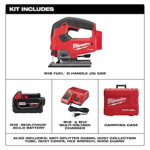 M18 FUEL 18V Lithium-Ion Brushless Cordless Jig Saw Kit With (1) 5.0Ah Battery, Charger and Case