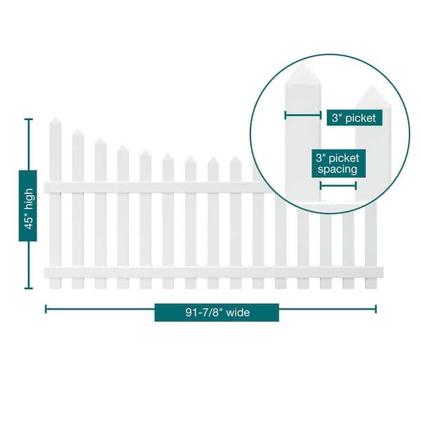 Veranda Glendale 4 ft x 8 ft White Vinyl Scalloped Top Picket Fence Panel