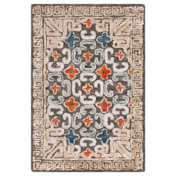 SAFAVIEH Aspen Blue/Taupe 2 ft. x 3 ft. Floral Diamond Area Rug