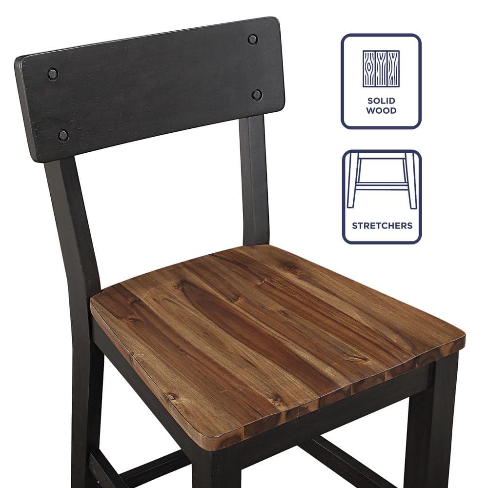Bermuda Black and Brown Wood Counter Height Dining Set with Storage