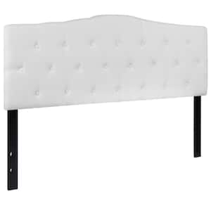 White Cambridge Tufted Upholstered Headboard for Queen Size Bed, Adjustable Height Contemporary Fabric Tufted Headboard