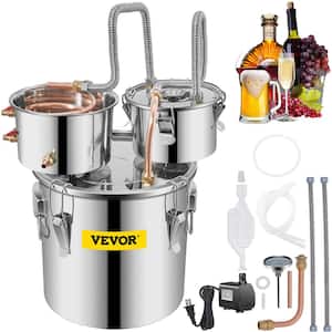 Alcohol Still 3 Gal. Stainless Steel Alcohol Distiller Home Brewing Kit with Copper Tube & Water Pump for DIY Whiskey