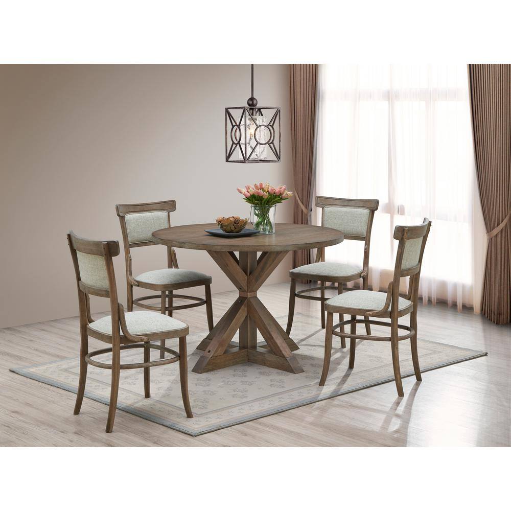 Vintage Walnut Upholstered Linen Parsons Side Chair Set