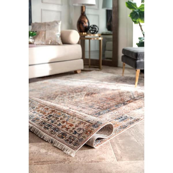 Farley Medallion Fringe Khaki 9 ft. x 12 ft. Area Rug