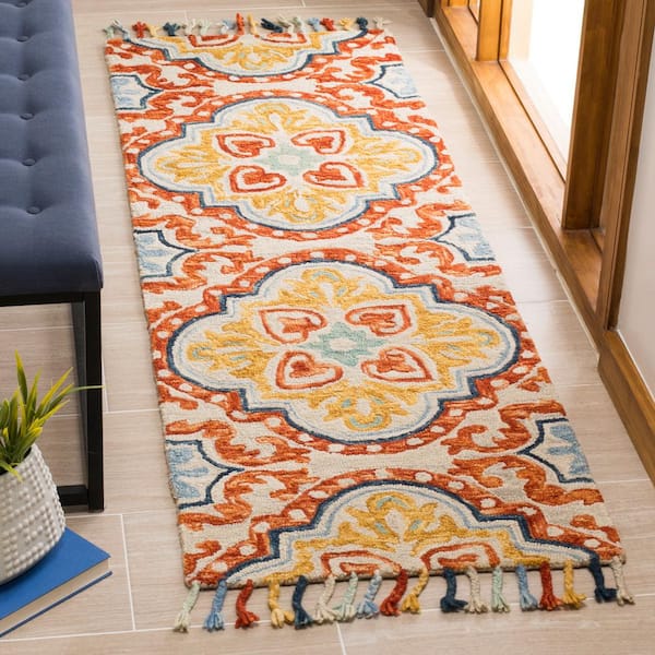 Aspen 2 ft. x 13 ft. Beige/Rust Oriental Runner Rug