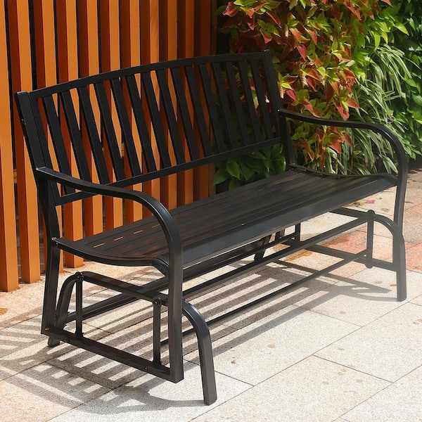 Maypex 4 ft. Outdoor Patio Steel Glider Porch Chair Loveseat Bench