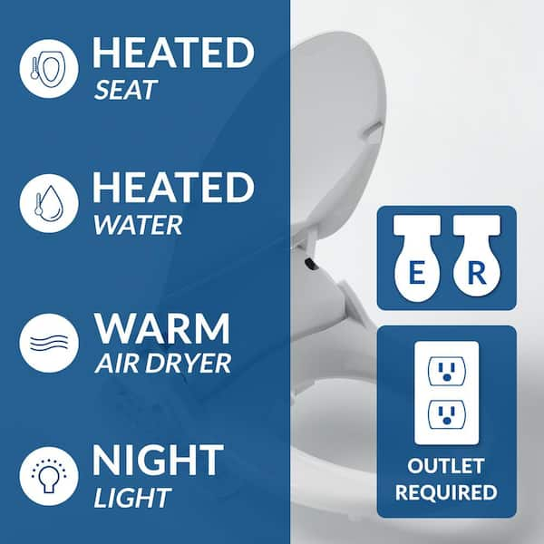 HD-7000 Electric Bidet Seat for Elongated Toilets in White with Fusion Heating Technology