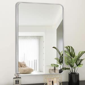 20 in. W x 30.2 in. H Silver Rectangle Aluminum Frame Wall-Mounted Bathroom Mirror/Vanity mirror