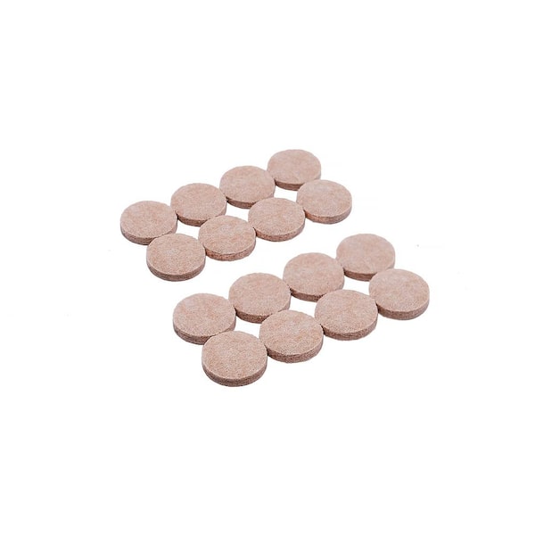 Everbilt 1 in. Beige Round Felt Heavy Duty Self Adhesive Furniture Pads (16-Pack)