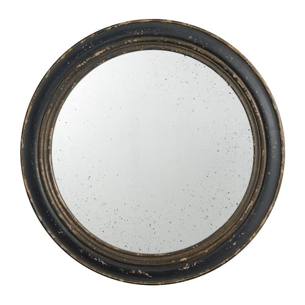 A & B Home 23.6 in. H x 23.6 in. W Medium Classic Round Framed Dark Brown Mirror