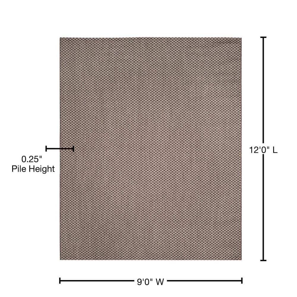 Light Brown & Light Grey Synthetic 9'x12' Easy-Care Outdoor Rug
