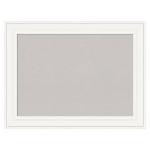 Amanti Art Ridge White Framed Grey Corkboard 34 in. x 26 in. Bulletin Board Memo Board