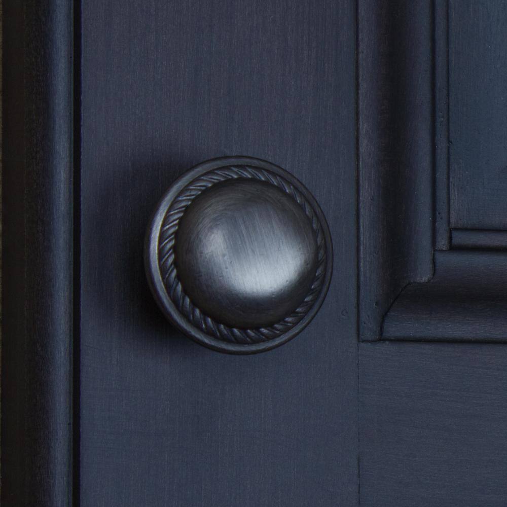 Satin Pewter Round Rope Cabinet Knobs with Mounting Hardware, 10 Pack