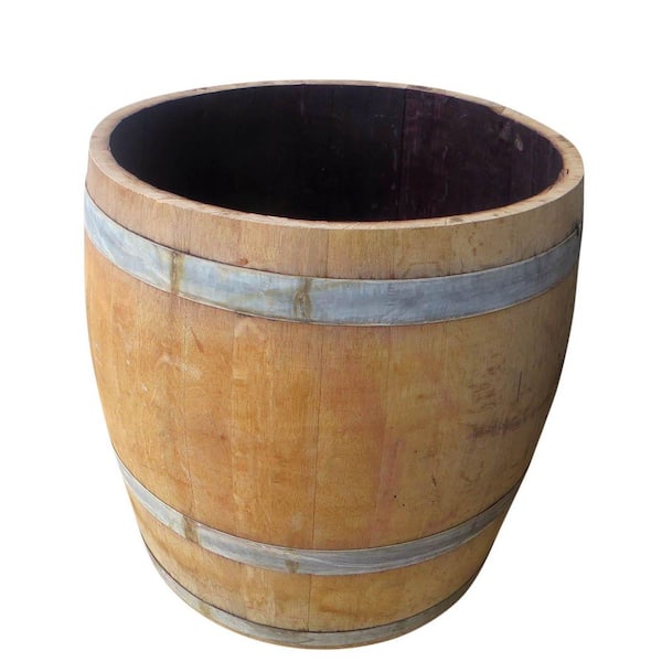 Water Tight Oak Wood Tall Wine Barrel Planter