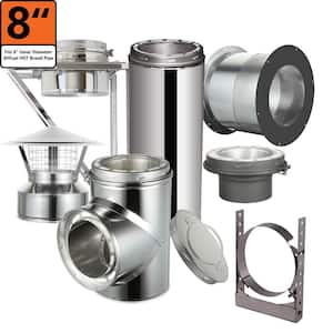 AllFuel 8 in. x 12 in. Double Wall Through The Wall Chimney Pipe Starter Kit