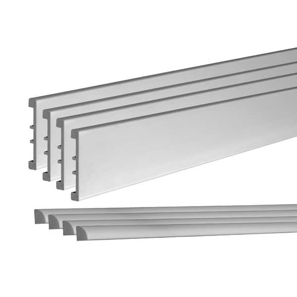 American Pro Decor 5/8 in. D x 4 in. W x 96 in. L Unfinished Recycled Polystyrene Baseboard Moulding Kit (4-Pack)