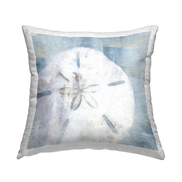 Stupell Industries Soft Sand Dollar Coastal Blue Square Outdoor Throw Pillow