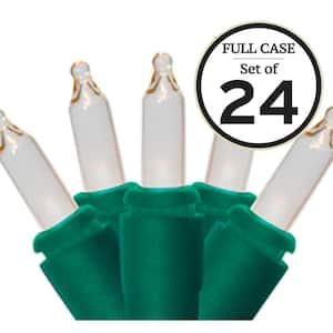 100-Light Clear with Green Wire String to String Mini Light Set (Set of 24)