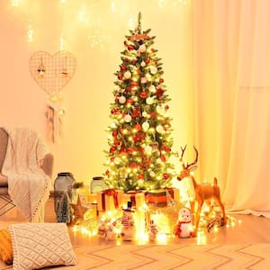 6 ft. Pre-Lit LED Slim Fraser Fir Artificial Christmas Tree with 250 Constant White Lights