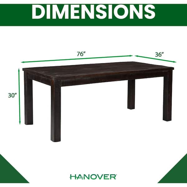 Hanover 36 In Rectangle Brown Wood, What Length Dining Table Seats 6