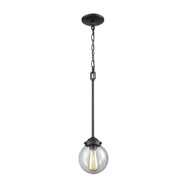 Thomas Lighting Beckett Small 1-Light Oil Rubbed Bronze with Clear Glass Pendant