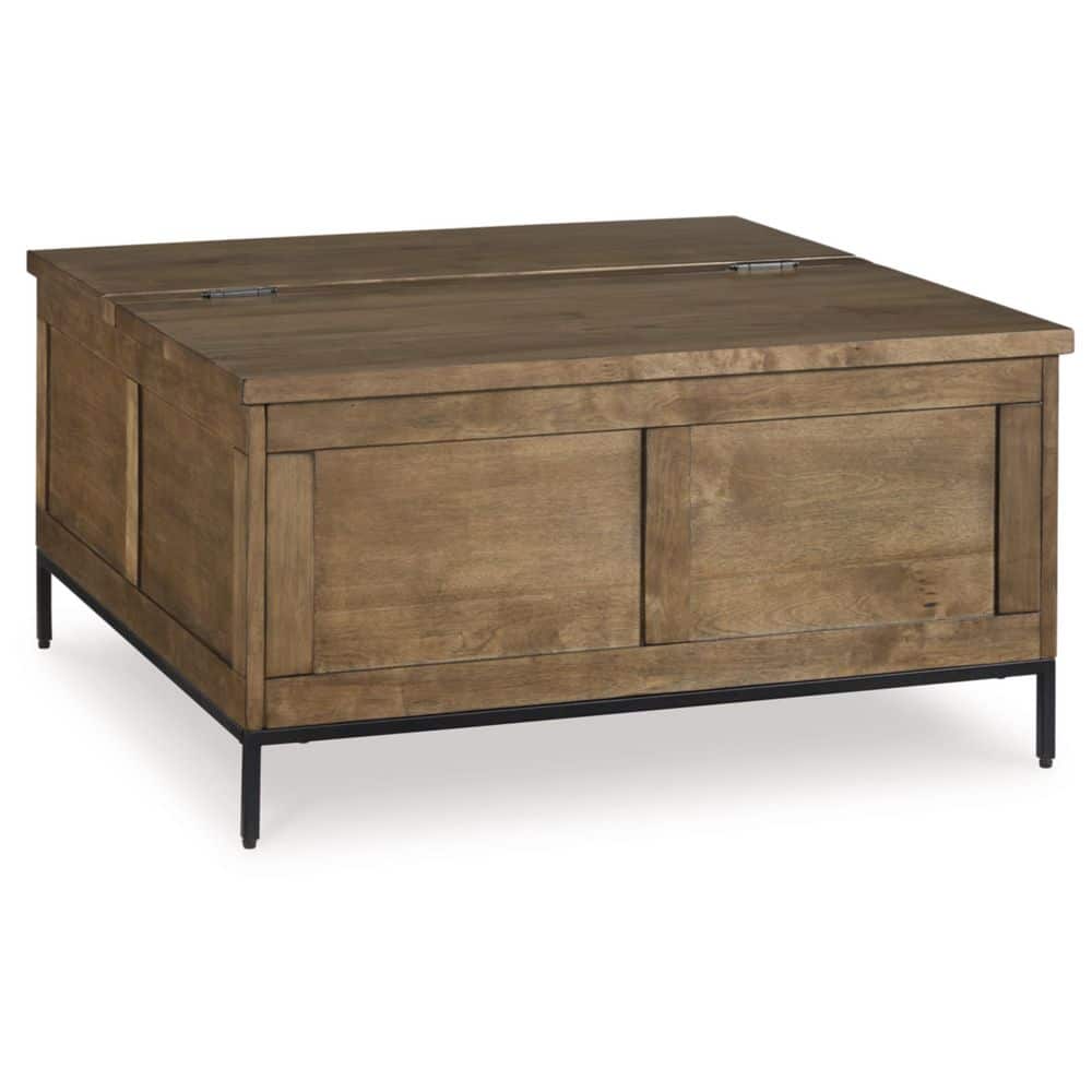 Contemporary Black and Brown Square Lift-Top Coffee Table with Storage