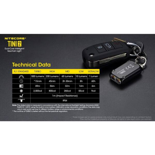 NITECORE Tini Two 500 Lumens LED Rechargeable Keychain Flashlight
