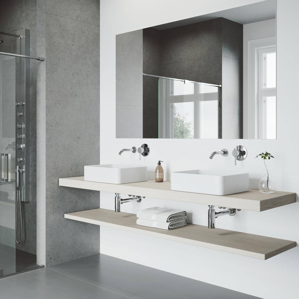 Olus Black Brass Wall Mounted Widespread Faucet