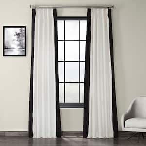 Fresh Popcorn and Black Solid Pinch Pleat Light Filtering Curtain - 25 in. W x 120 in. L (1 Panel)