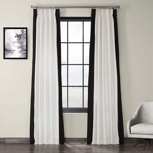 Exclusive Fabrics & Furnishings Fresh Popcorn & Black Solid Pinch Pleat Light Filtering Curtain - 25 in. W x 96 in. L (1 Panel)
